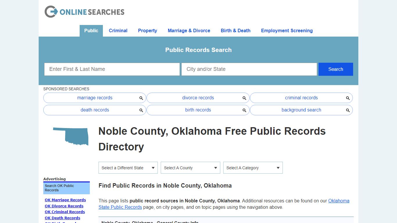 Noble County, Oklahoma Public Records Directory